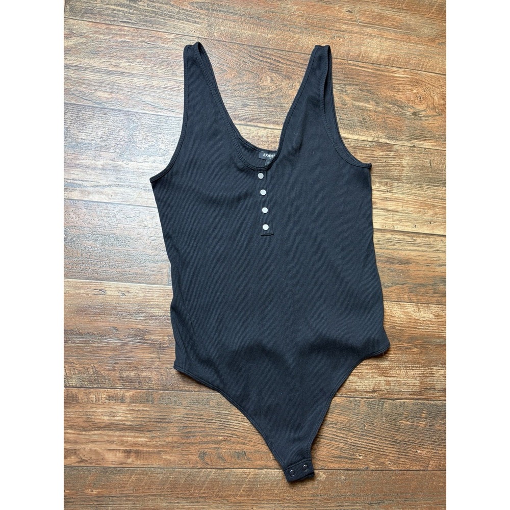 Express Women's Bodysuit Size XL Black Thong Tank Top